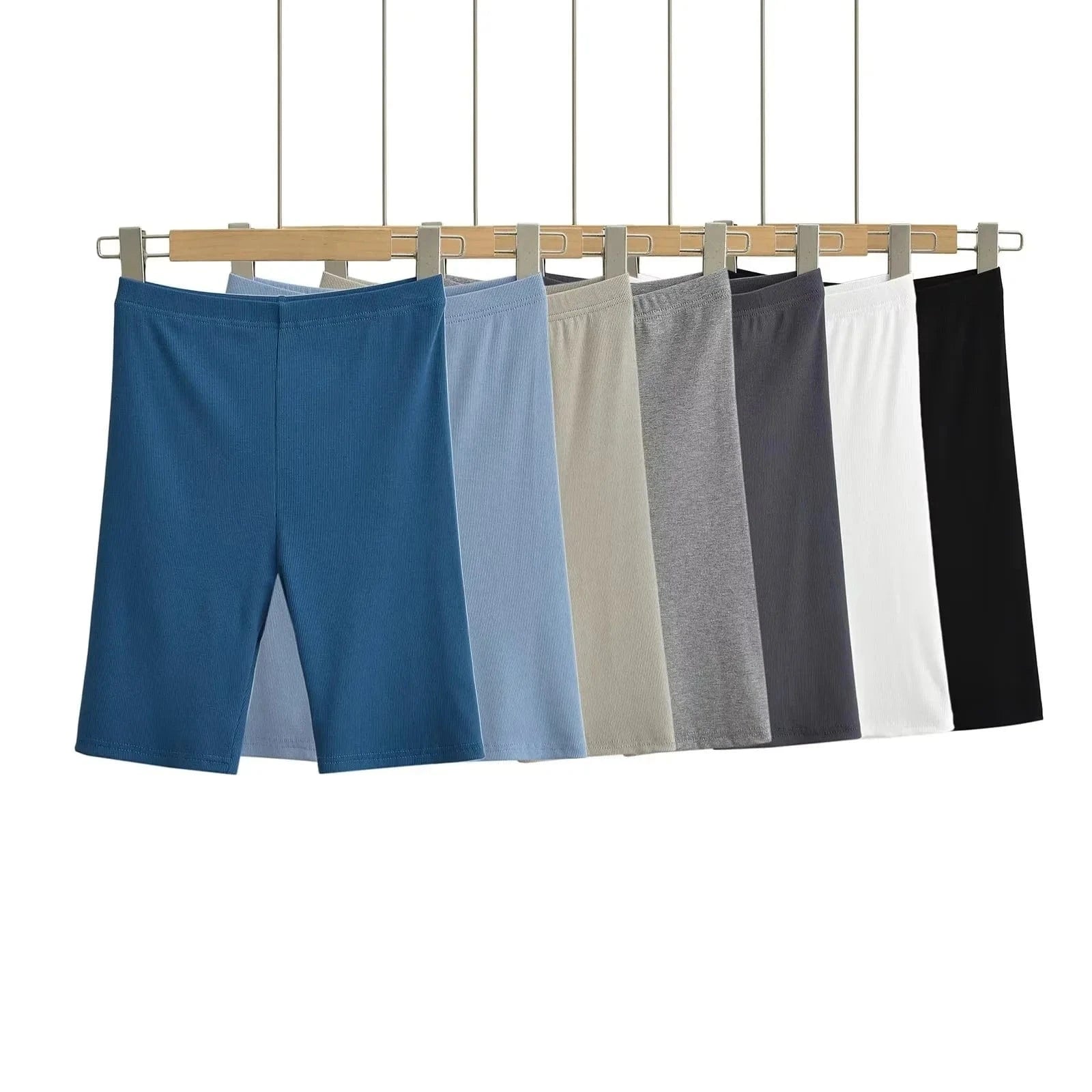 Modal Breathable Soft Solid rib Sports Fitness High Waist Yoga Shorts Workout Shorts Women Biker Shorts