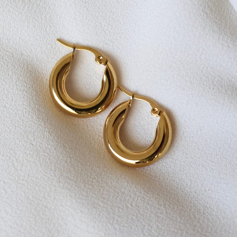 Model 3 LWI60014 Boucle D'oreille Vintage Style 18k Gold Screw Twisted Earring Stainless Steel Smooth Chunky Hoop Earrings