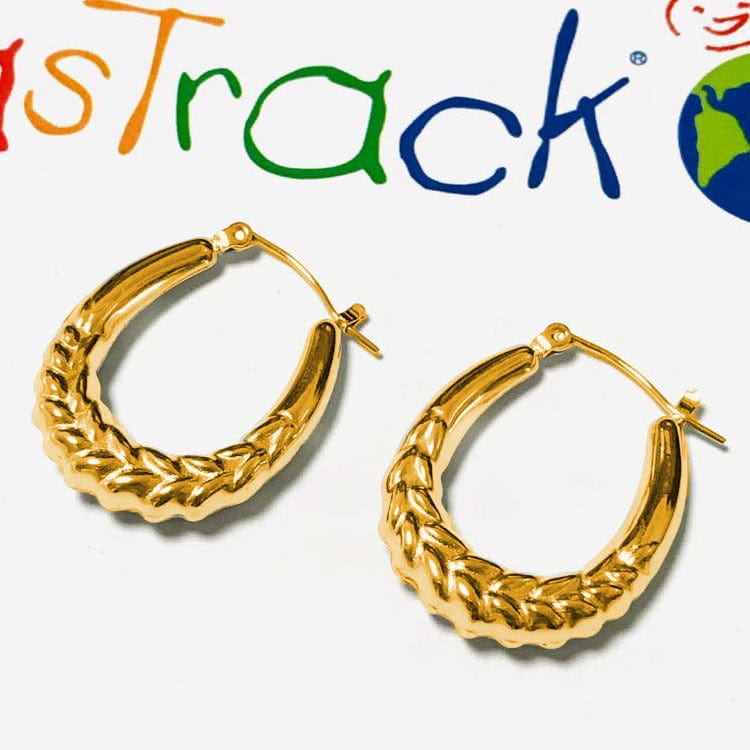 Model 5 LWI60014 Boucle D'oreille Vintage Style 18k Gold Screw Twisted Earring Stainless Steel Smooth Chunky Hoop Earrings