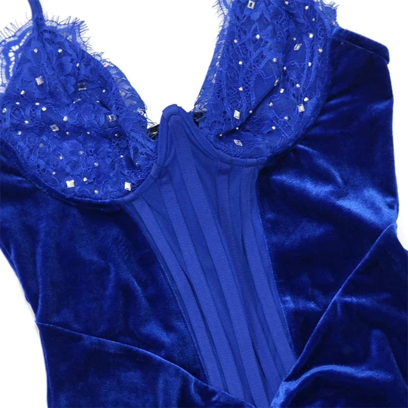 modest shiny elegant royal blue rhinestone bead halter women maxi long evening dress with rhinestones beads cape sleeves gloves