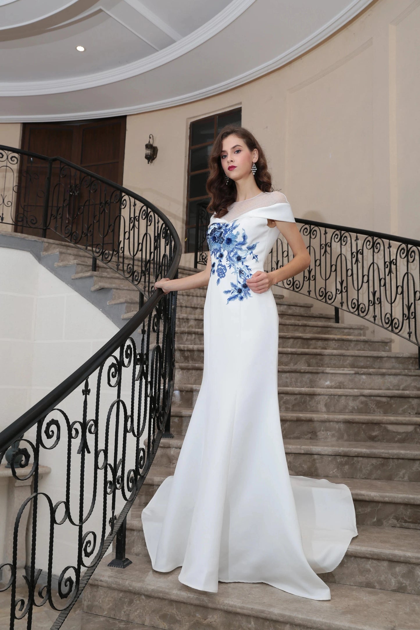 Most popular One-shoulder White Elegant Evening Gown Bridesmaid Long Fishtail Dress abiti da sera