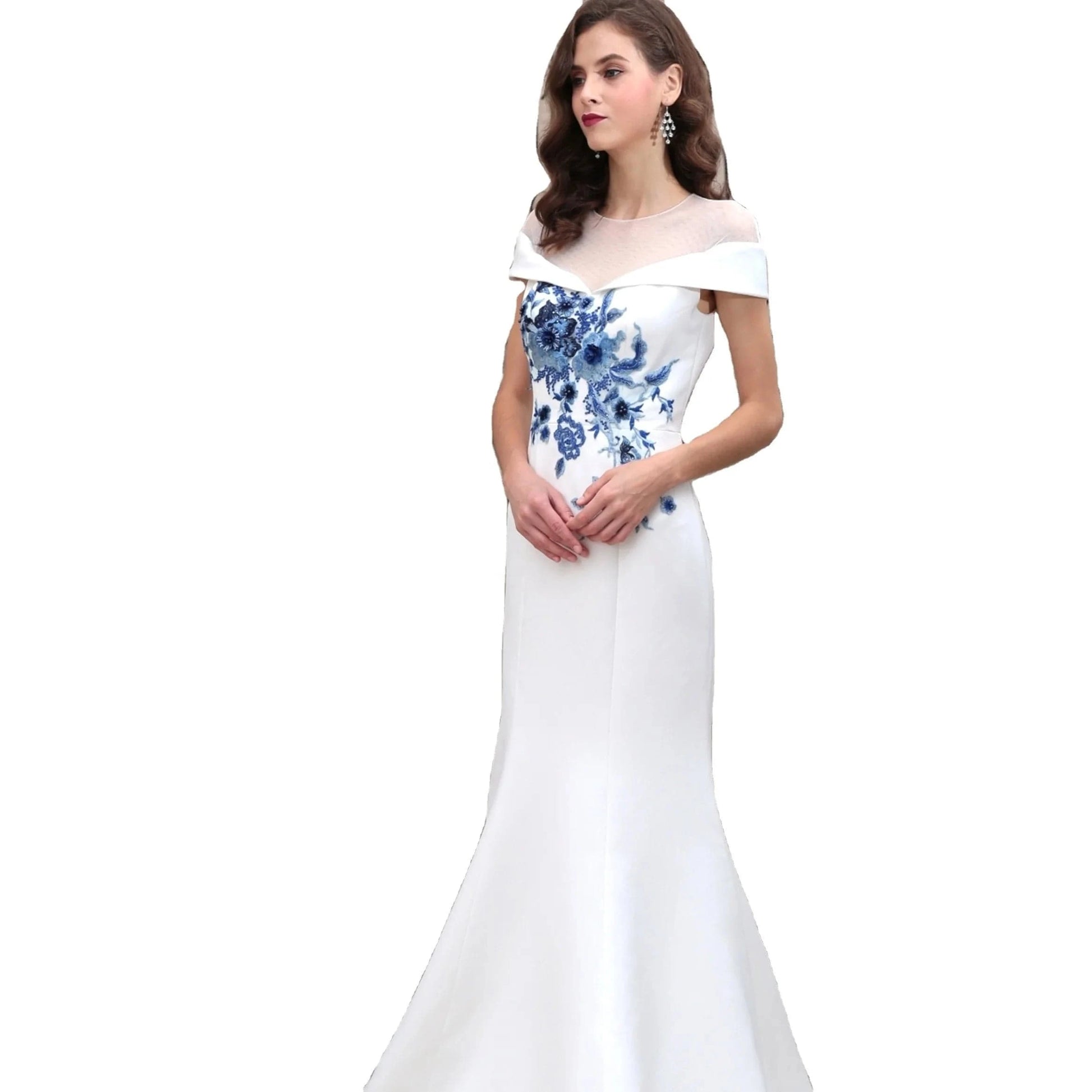 Most popular One-shoulder White Elegant Evening Gown Bridesmaid Long Fishtail Dress abiti da sera
