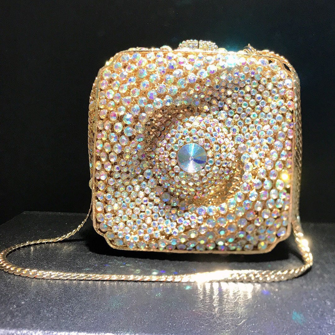 MS700-7 Latest african ladies bridal gold occasion handmade crystal rhinestone clutch purse bag for weeding party