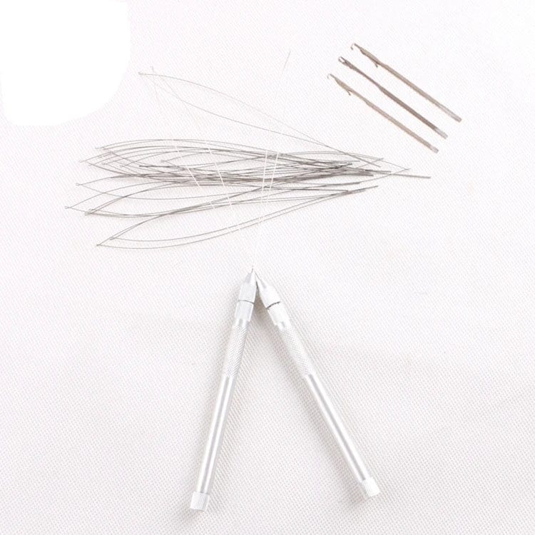 Multi-function Aluminum Hook Needle Loop Threader For  Micro Rings Beads Links I-tip Hair Extensions