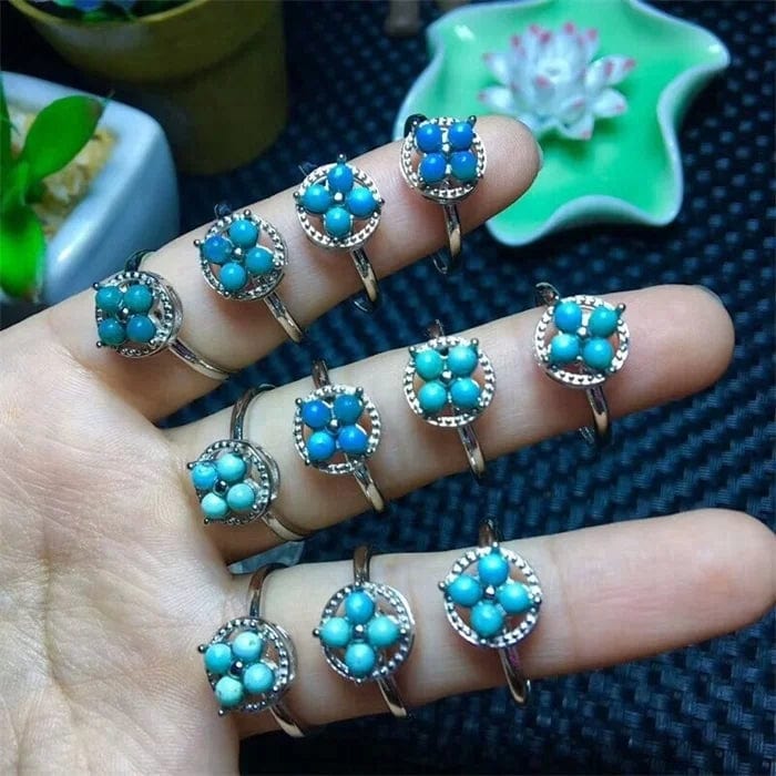 Multi Hot sale Tik Tok same style rotatable turquoise ring
