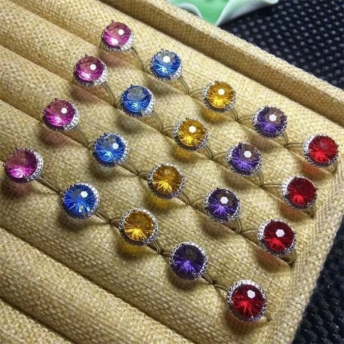 Multi Wholesale high quality natural 925 silver inlays fireworks corundum ring