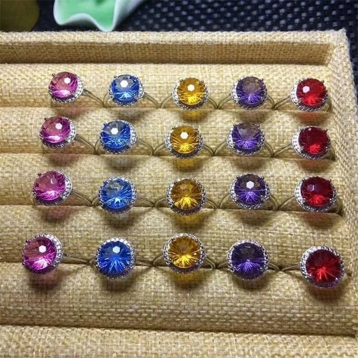 Multi Wholesale high quality natural 925 silver inlays fireworks corundum ring