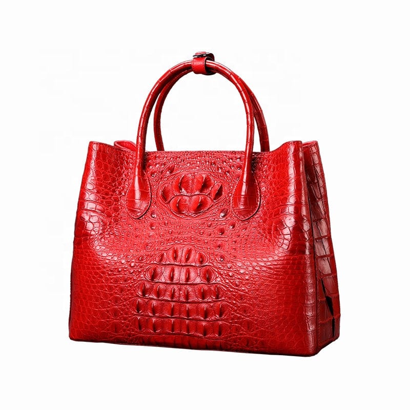 Multifunctional red lady office handbag big handbag large with crocodile leather for ladies