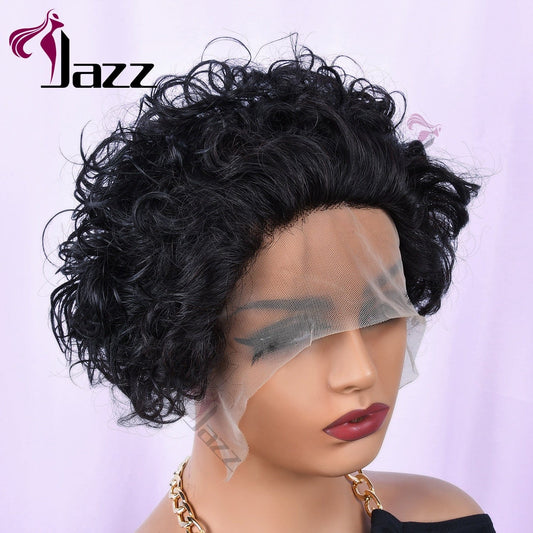 Natural 100 Human Hair Cuticle Aligned Lace Hair Glueless Wig Short Pixie Cut Swiss Transparent Lace Front Wigs For Black Women
