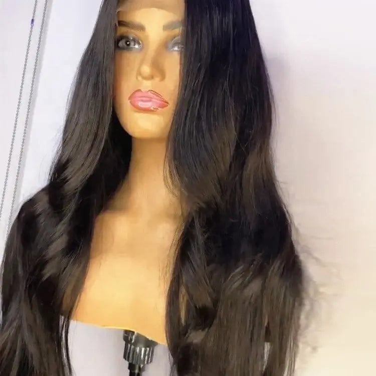 Natural Black Color Water Wave Pre-plucked Natural Hairline Virgin Unprocessed Lace Human Hair Front Wig