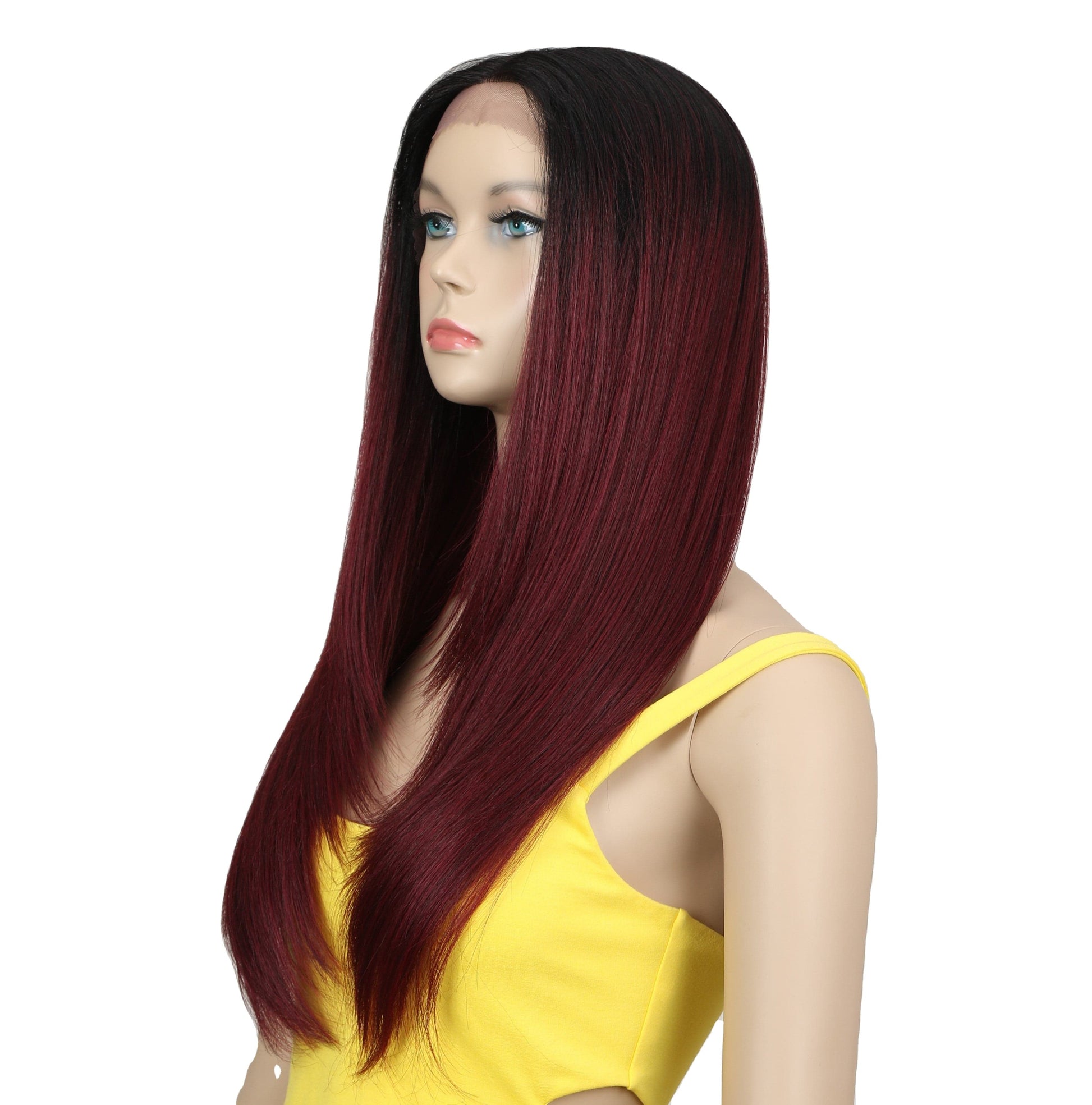 Natural black sleek lace frontal wig wholesale heat resistant blond straight HD lace part frontal Synthetic Hair Wig for women
