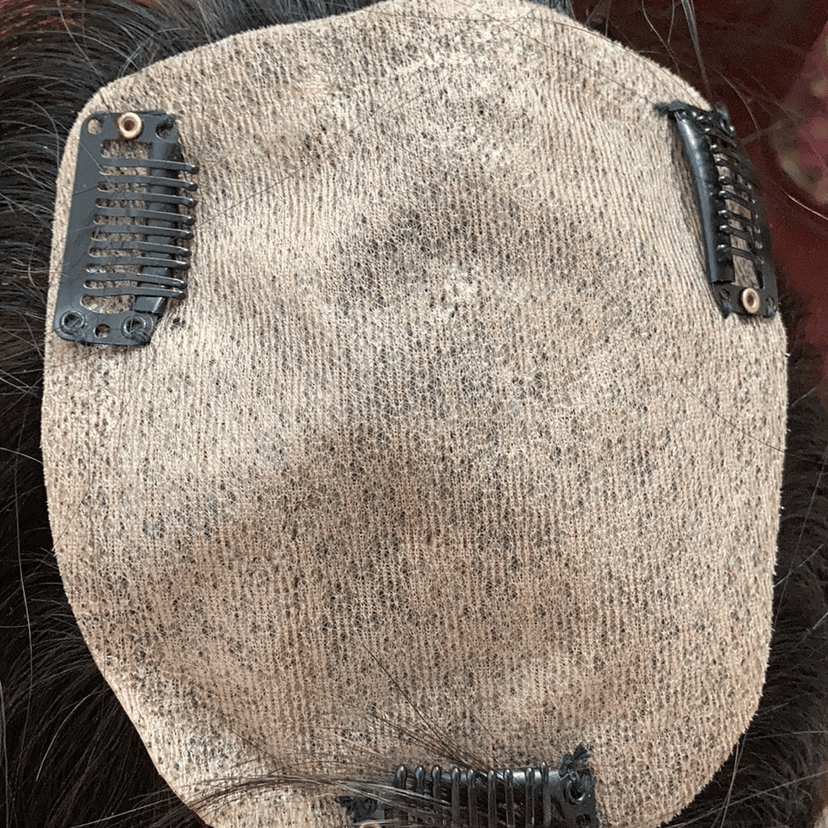 Natural Black Woman New Silk Base with Clips Human Hair Topper Wholesale PVC Bag High Quality Curly Chinese Straight 1 PCS
