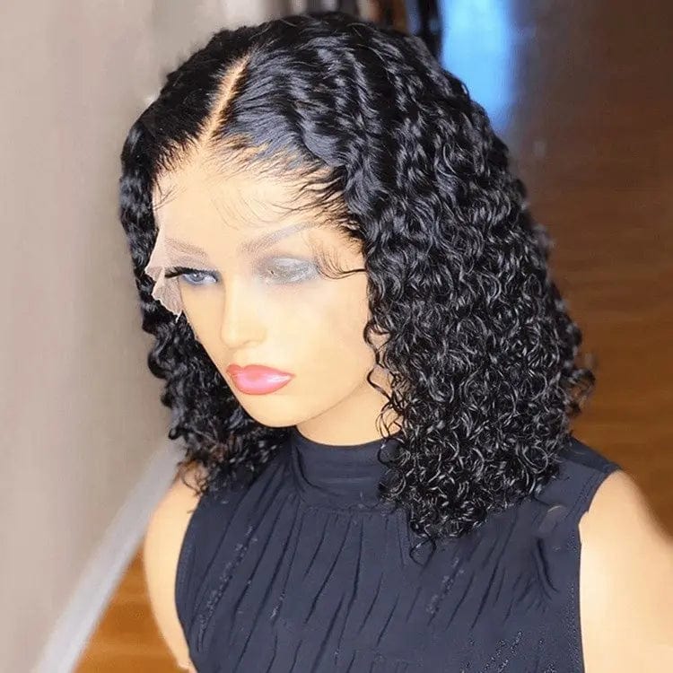 Natural Color Curly Bob Wig Cuticle Aligned Virgin Pre-plucked 100% Human Hair Lace Front Wig