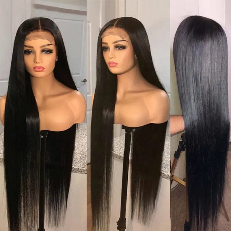 Natural Color Long Silky Straight Pre-plucked Virgin Wigs Lace Front Human Hair Wigs