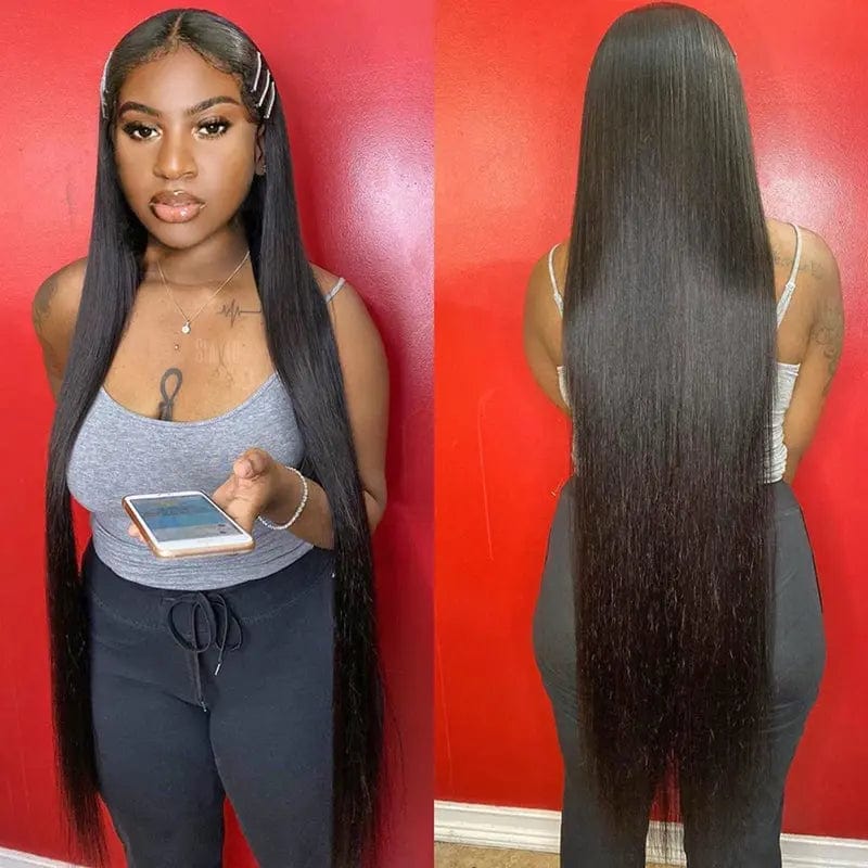 Natural Color Long Silky Straight Pre-plucked Virgin Wigs Lace Front Human Hair Wigs