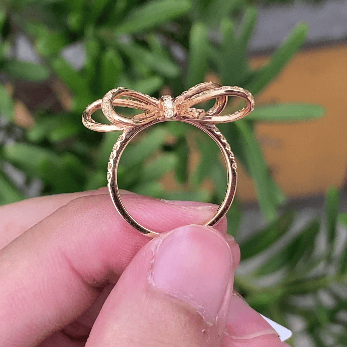 natural diamonds jewelry gold jewelry 18k real classical bowknot delicate diamond stone ring