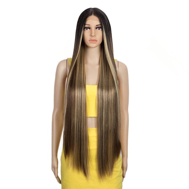 Natural Hair Wigs For Black Women Straight Synthetic Lace Front Hair 38 Inch Ombre Lace Front Wig Ombre Blonde Lace Front Wig