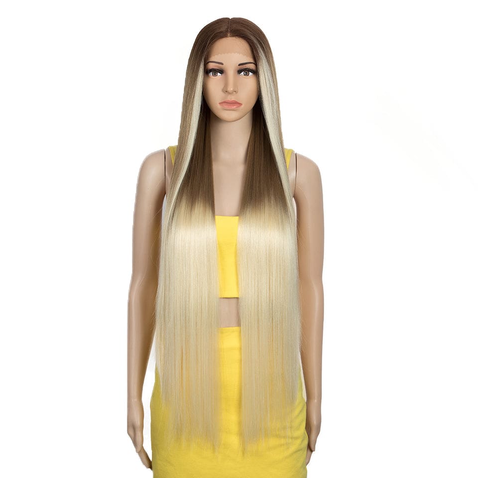 Natural Hair Wigs For Black Women Straight Synthetic Lace Front Hair 38 Inch Ombre Lace Front Wig Ombre Blonde Lace Front Wig