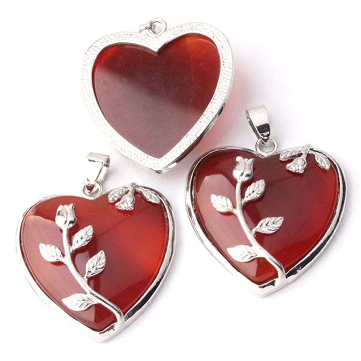 Natural Healing Crystals Heart Pendant Necklaces Reiki Quartz Gemstone Jewelry Flower Wrap Crystal Pendant for Womens Girls