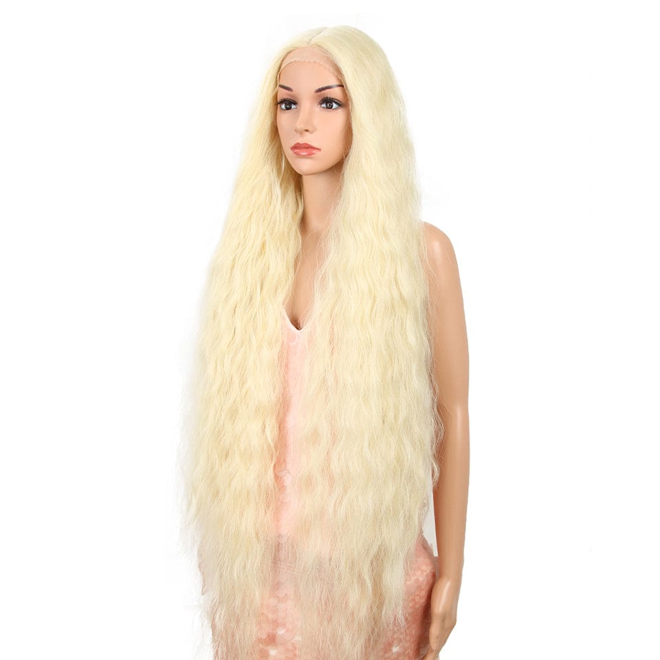 Natural Long Curly 42Inch Blonde Ombre Cosplay Lace Front Wig With Baby Hair For Black Women Synthetic Lace Front Wigs