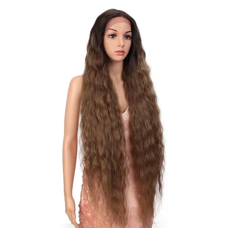 Natural Long Curly 42Inch Blonde Ombre Cosplay Lace Front Wig With Baby Hair For Black Women Synthetic Lace Front Wigs