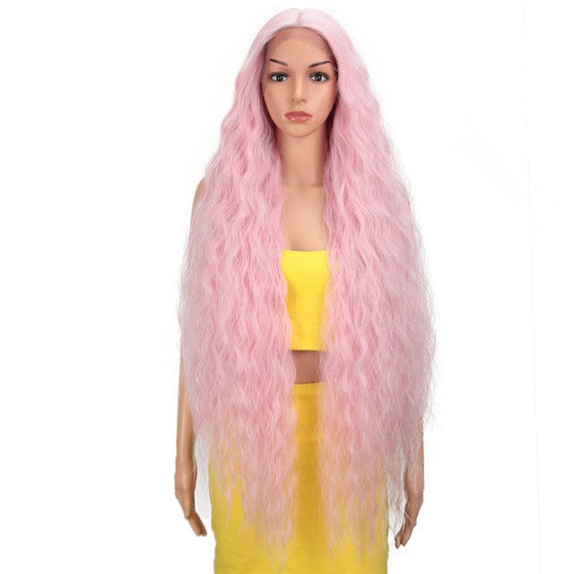 Natural Long Curly 42Inch Blonde Ombre Cosplay Lace Front Wig With Baby Hair For Black Women Synthetic Lace Front Wigs