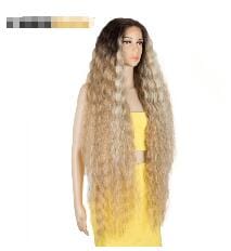Natural Long Curly 42Inch Blonde Ombre Cosplay Lace Front Wig With Baby Hair For Black Women Synthetic Lace Front Wigs