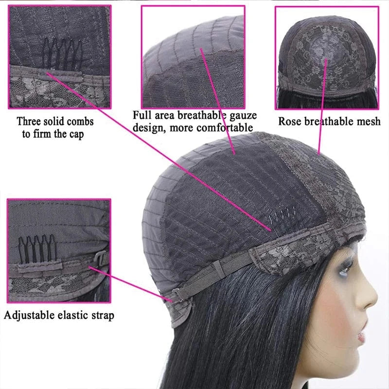 Natural Straight Short BOb Wigs With Bangs Vendors Brazilian Human Hair Wig Bulk Virgin Remy Machine Made Cheap Wigs