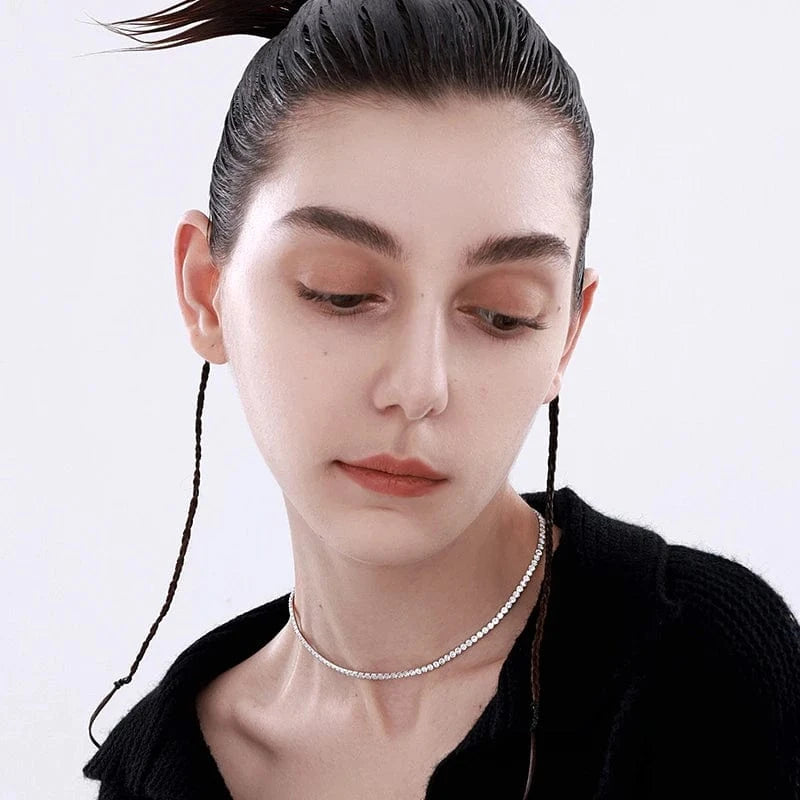 Necklaces / 34+ 5cm / Rhodium Plated Custom fashion 925 Sterling Silver Hip Hop Tennis Chain Cubic Zircon CZ stones Necklace Jewelry S925 for men and women