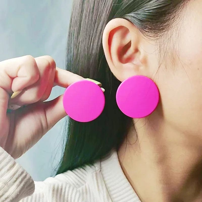 New 20 Macaron Color Round Spray Paint Earrings Simple Fashion Acrylic Personality Candy Color Earrings for Women