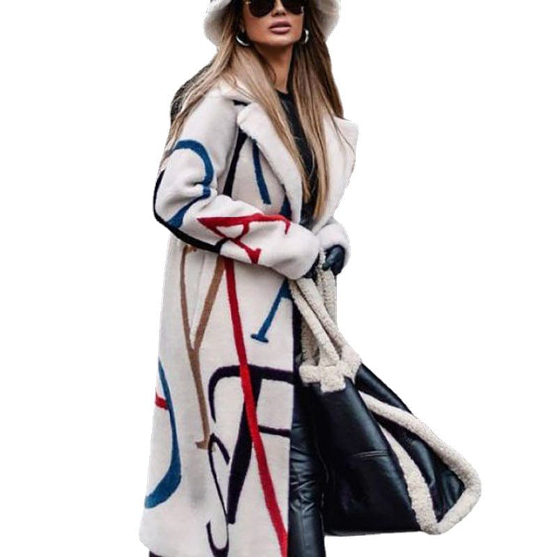 New 2022 Designs Autumn Winter Printed Casual Long Overcoat Women's Plus Size Trench Coats for Ladies