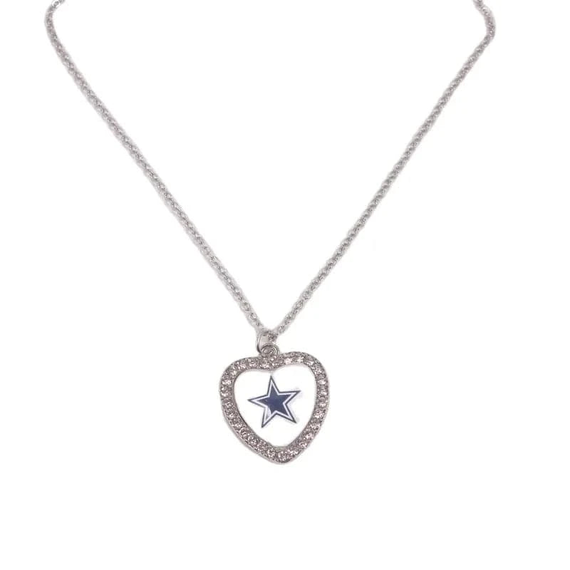 New Arrival 32 designs rhinestone heart American football pendant charms accessories stainless steel necklace heart necklace