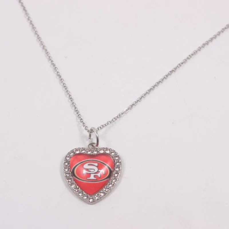 New Arrival 32 designs rhinestone heart American football pendant charms accessories stainless steel necklace heart necklace
