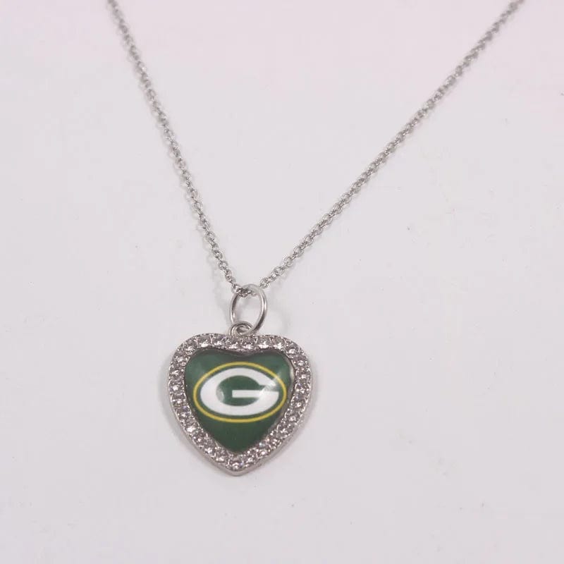 New Arrival 32 designs rhinestone heart American football pendant charms accessories stainless steel necklace heart necklace