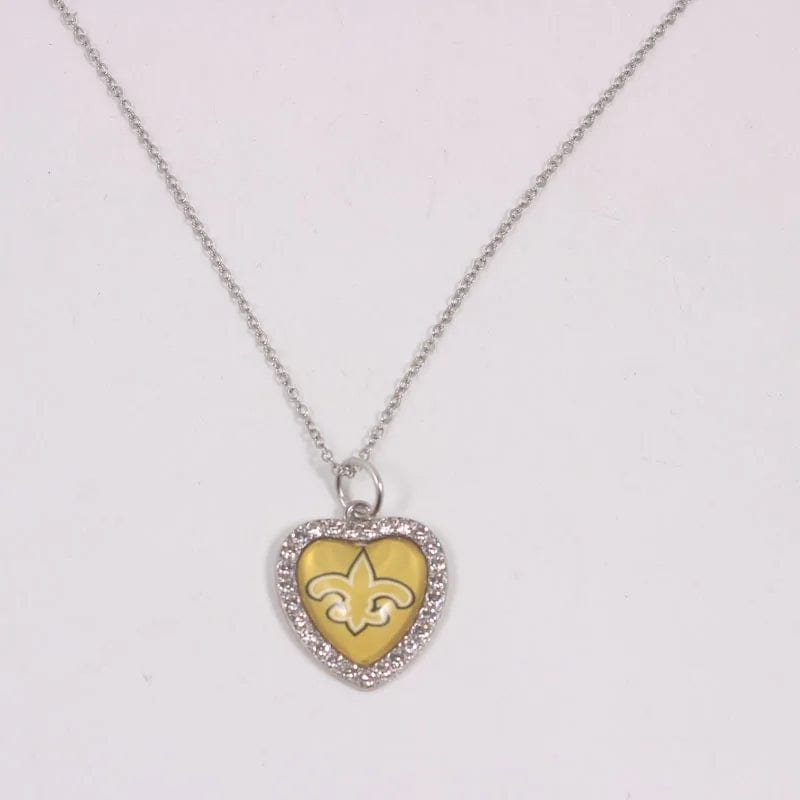 New Arrival 32 designs rhinestone heart American football pendant charms accessories stainless steel necklace heart necklace
