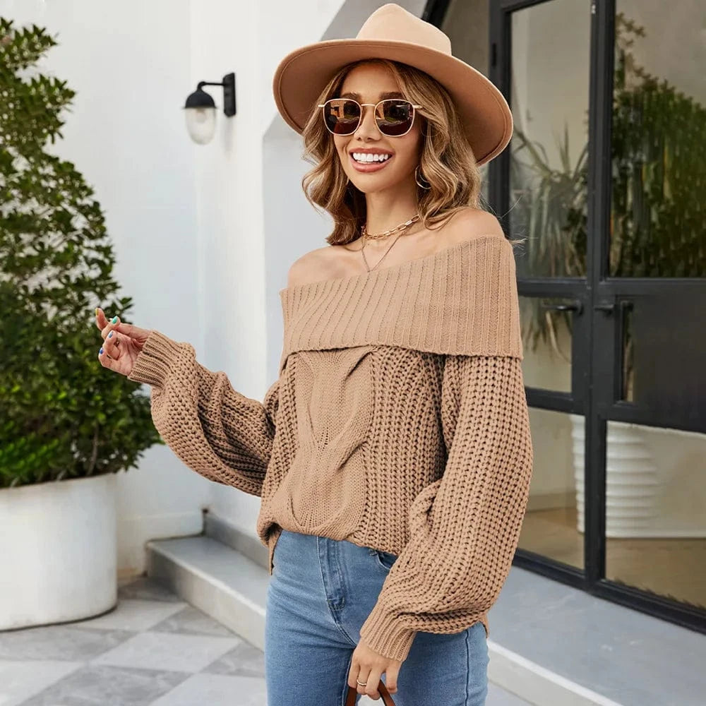 New Arrival Casual Straight shoulder Sexy Loose Women Sweater