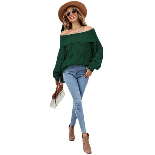 New Arrival Casual Straight shoulder Sexy Loose Women Sweater