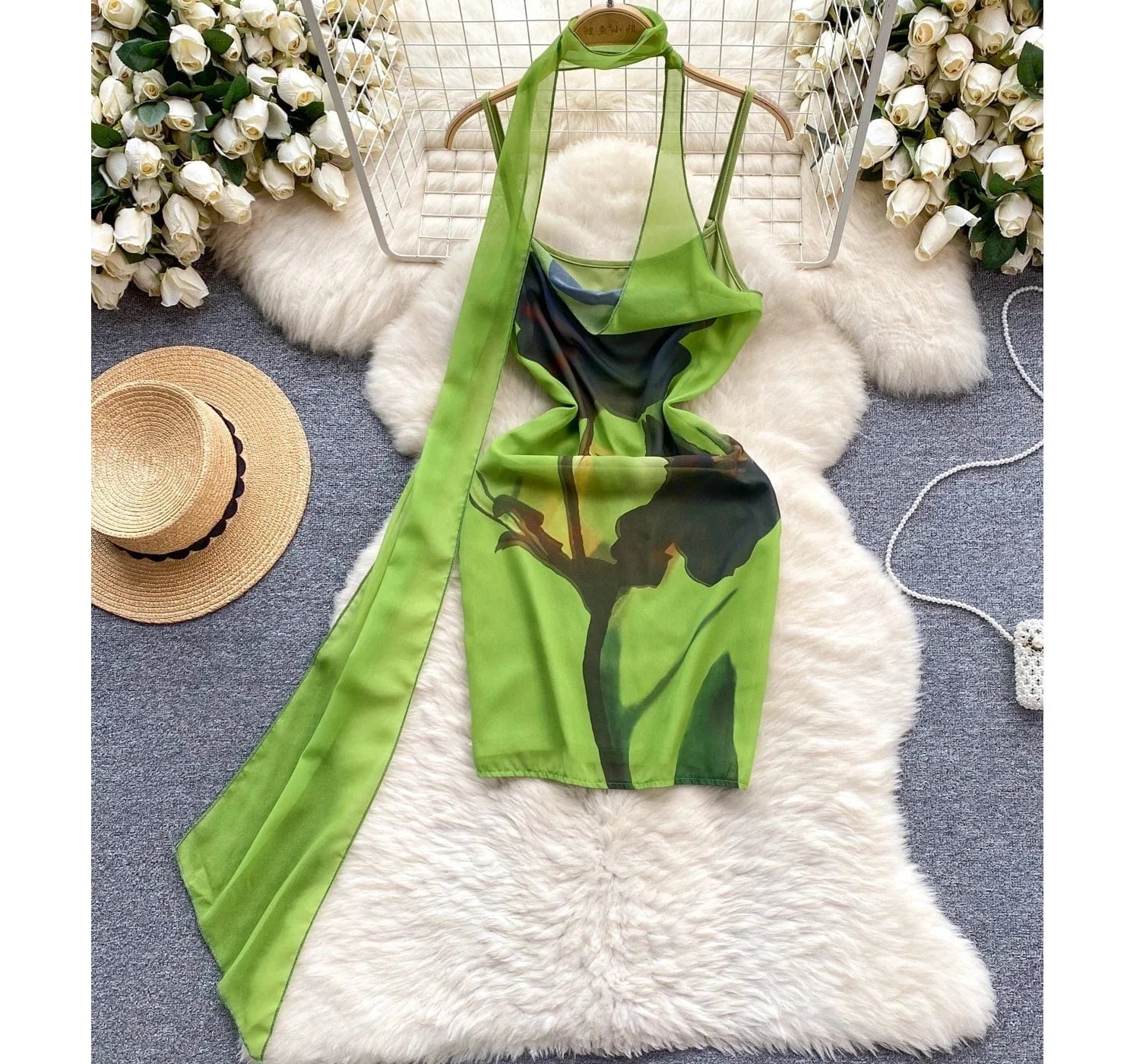 New Arrival Dresses For Women Print Backless Dress