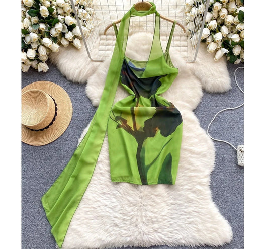 New Arrival Dresses For Women Print Backless Dress