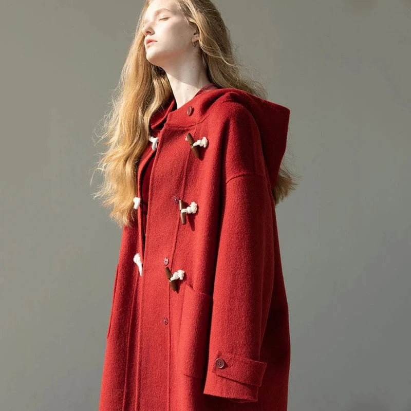 New Arrival Fashion Autumn Winter Warm Oversized Hooded Wool Winter Cashmere Coat Women