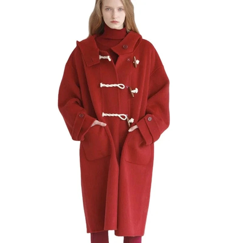 New Arrival Fashion Autumn Winter Warm Oversized Hooded Wool Winter Cashmere Coat Women