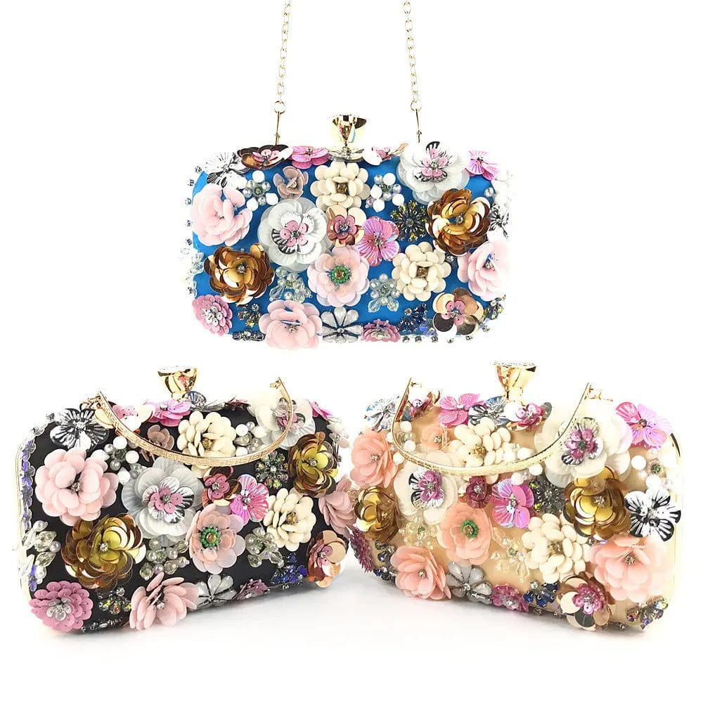 New Arrival Fashion Handmade Sequin Flower Beaded Wedding Party Corss body Evening Bags Elegant Ladies Dinner Clutch Bag