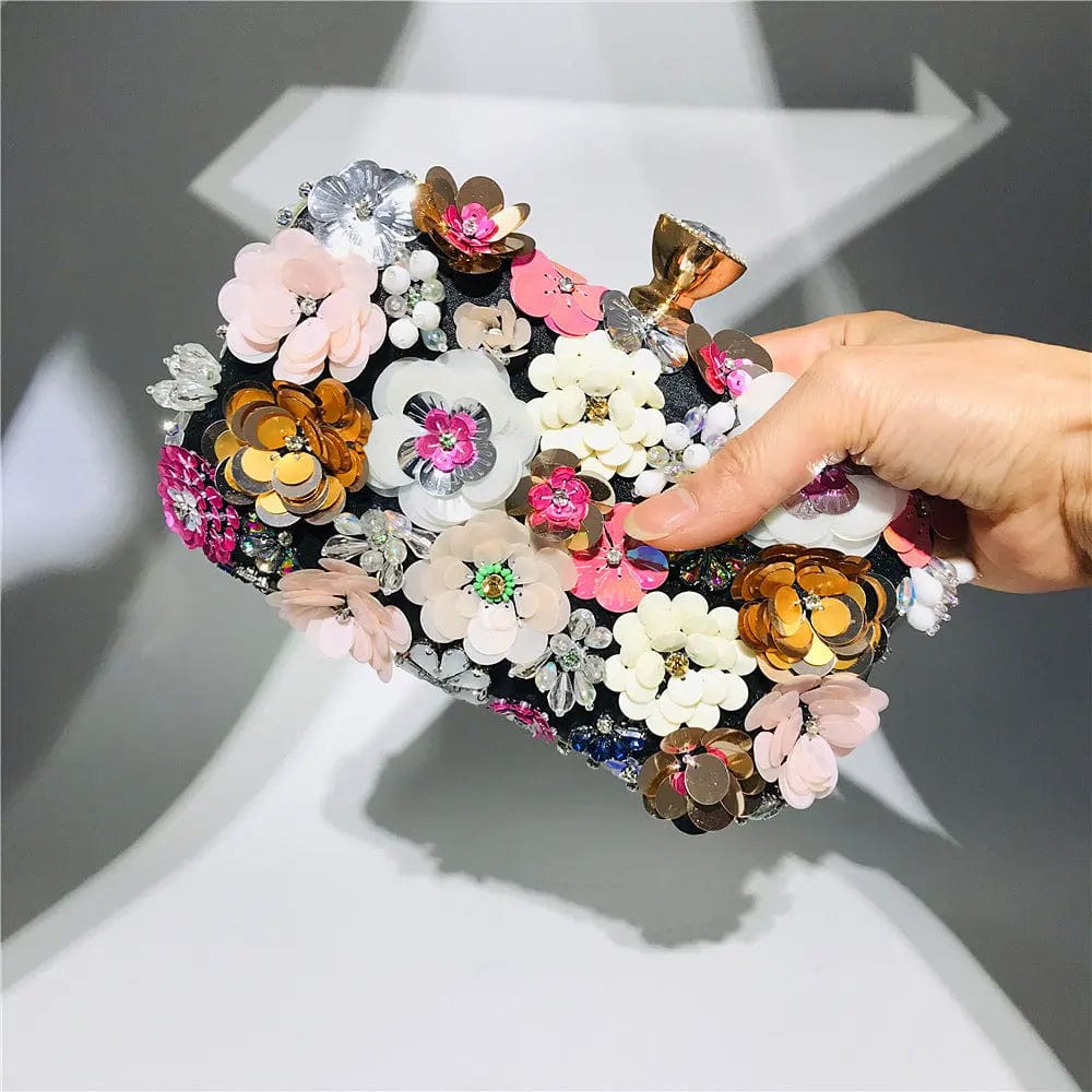 New Arrival Fashion Handmade Sequin Flower Beaded Wedding Party Corss body Evening Bags Elegant Ladies Dinner Clutch Bag