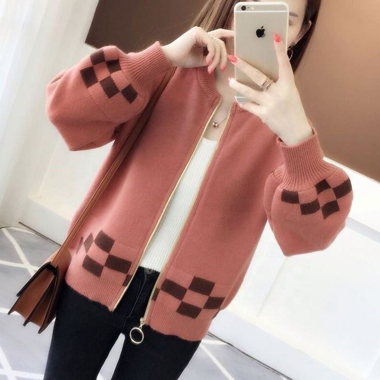 New Arrival Fashionable Pink Lady Open Front Elegant Short Cardigan Sweater