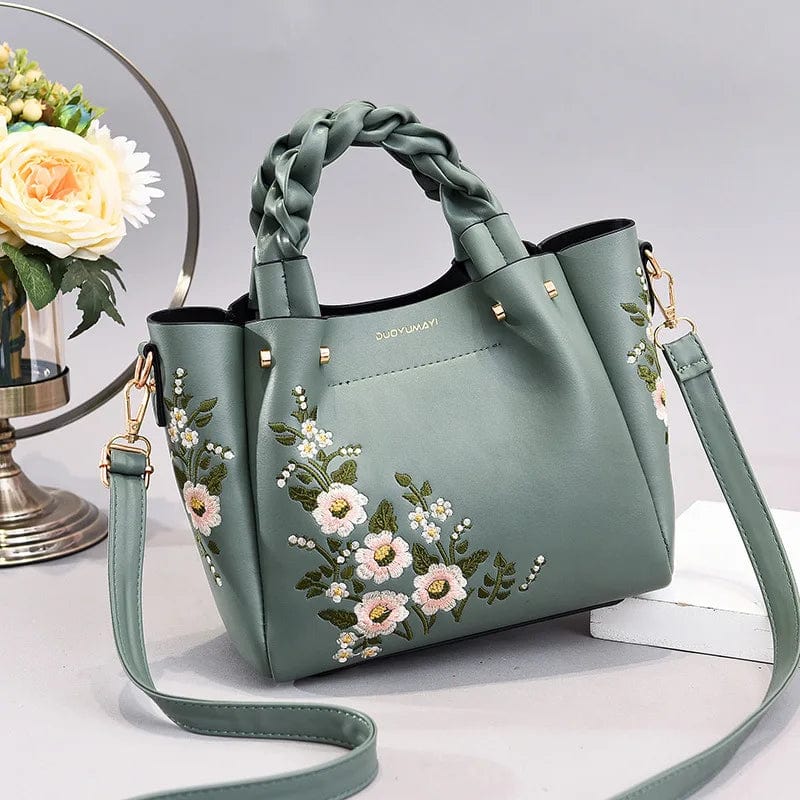 New Arrival Flower Embroidery Solid Color Handbag Large Capacity Crossbody Bag Shoulder Bag Set For Women