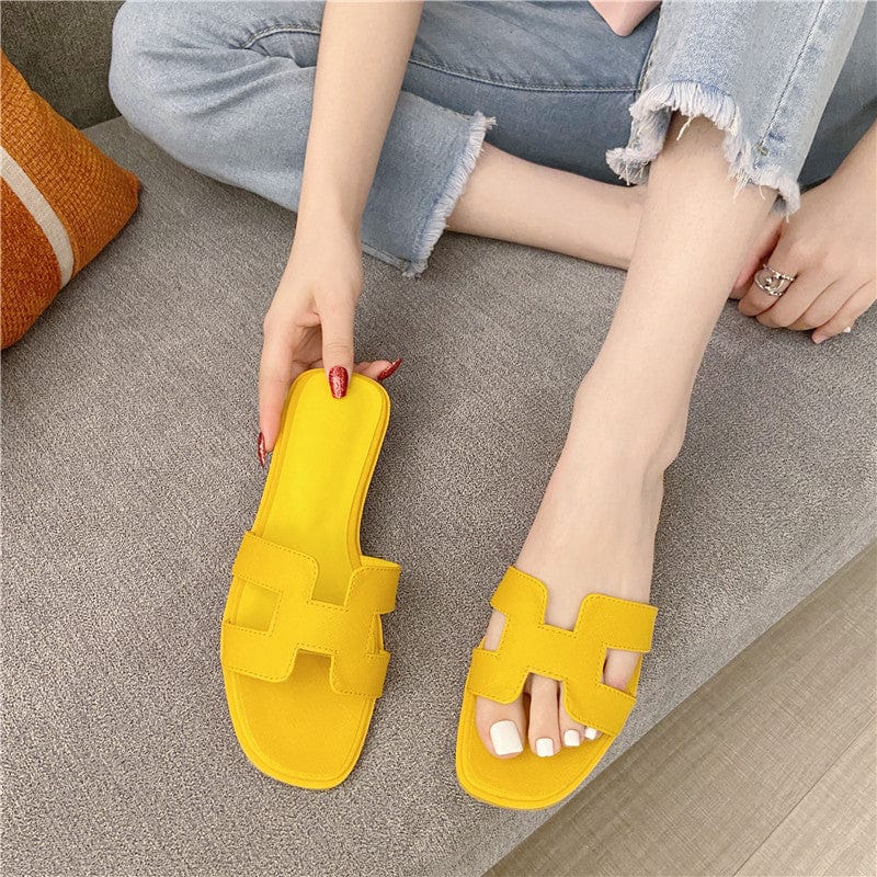 new arrival H cheap price good quality summer candy color korea style female sandal slippers flat bottom outdoor fashion  slides