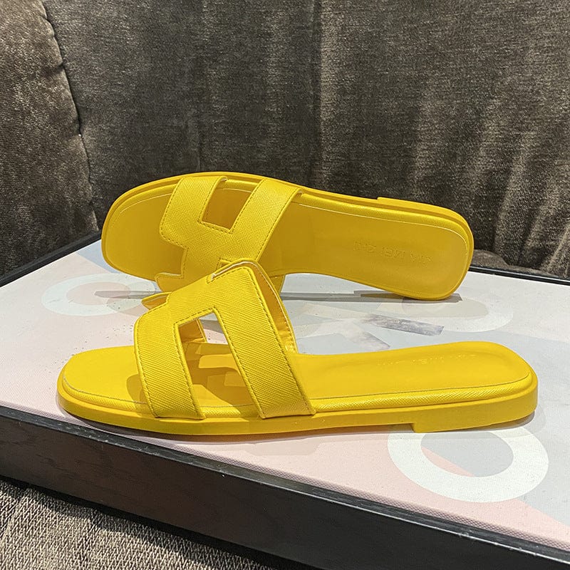 new arrival H cheap price good quality summer candy color korea style female sandal slippers flat bottom outdoor fashion  slides