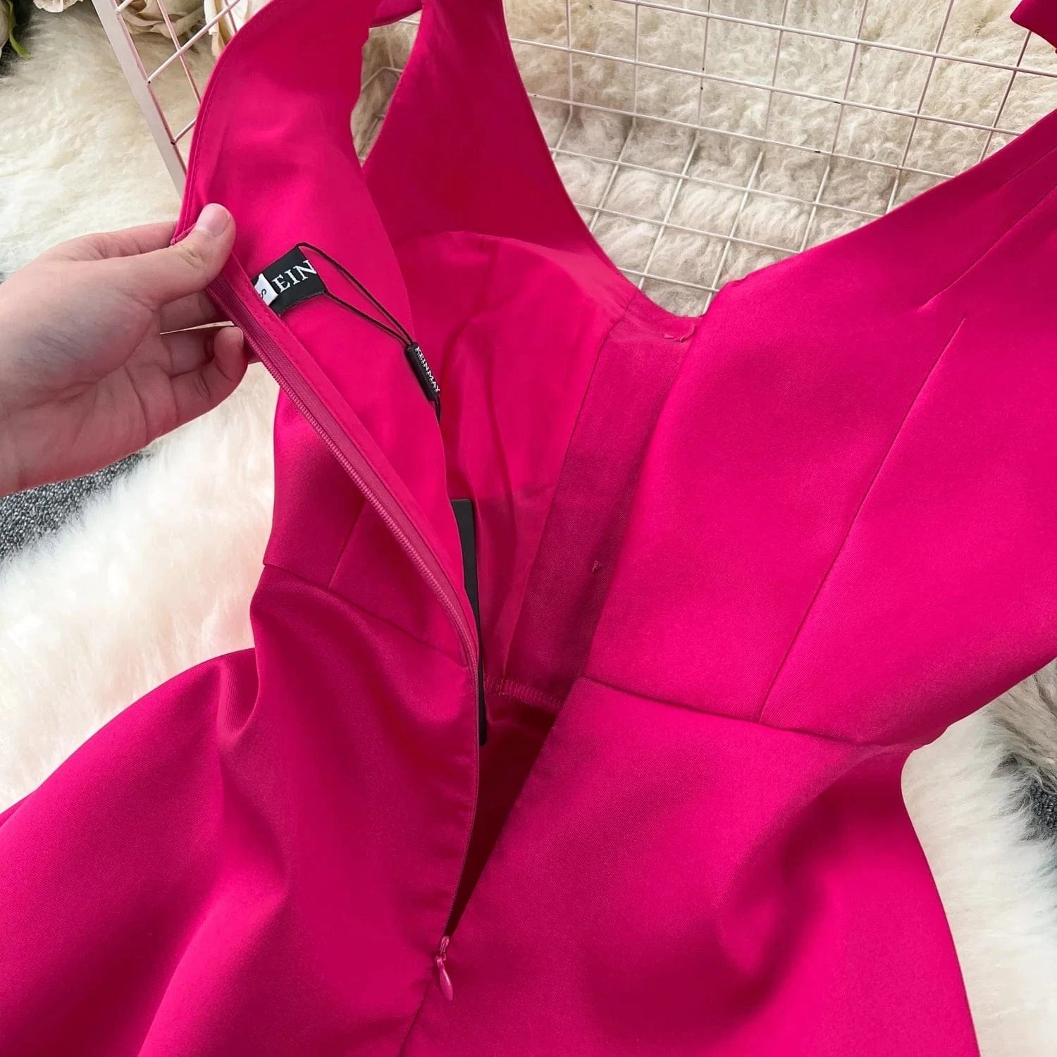 New Arrival Hepburn Fashion Trendy Bow Diamond V-neck Vestidos Women Elegant Summer Casual Dresses