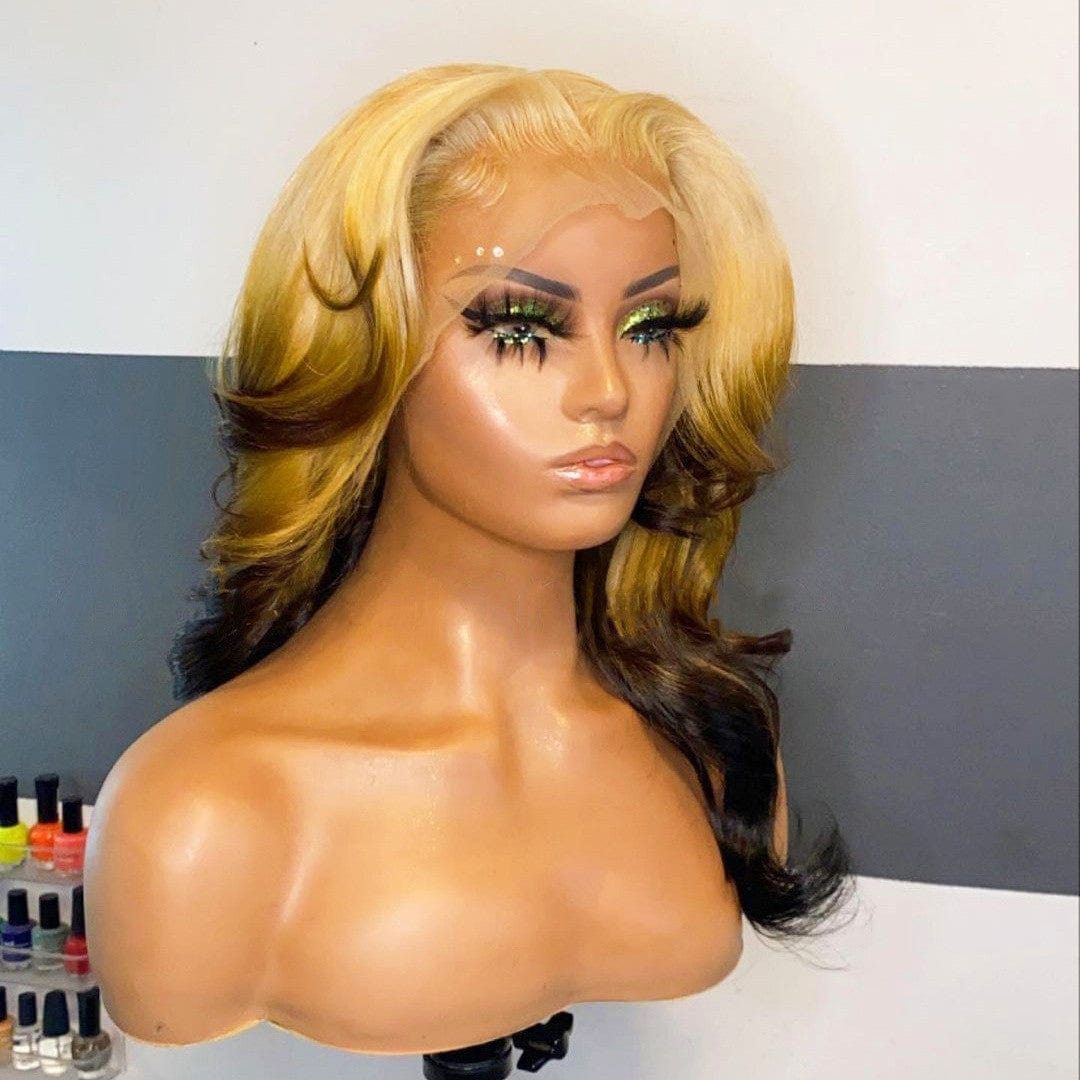 New Arrival Hot Selling Peruvian Human Hair Transparent Lace Front Wigs 3T Color Body Wave Wig With Baby Hair