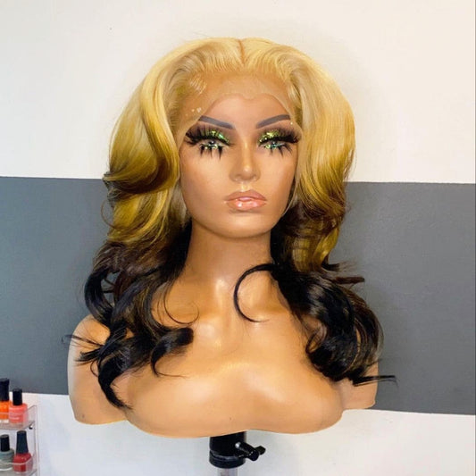 New Arrival Hot Selling Peruvian Human Hair Transparent Lace Front Wigs 3T Color Body Wave Wig With Baby Hair